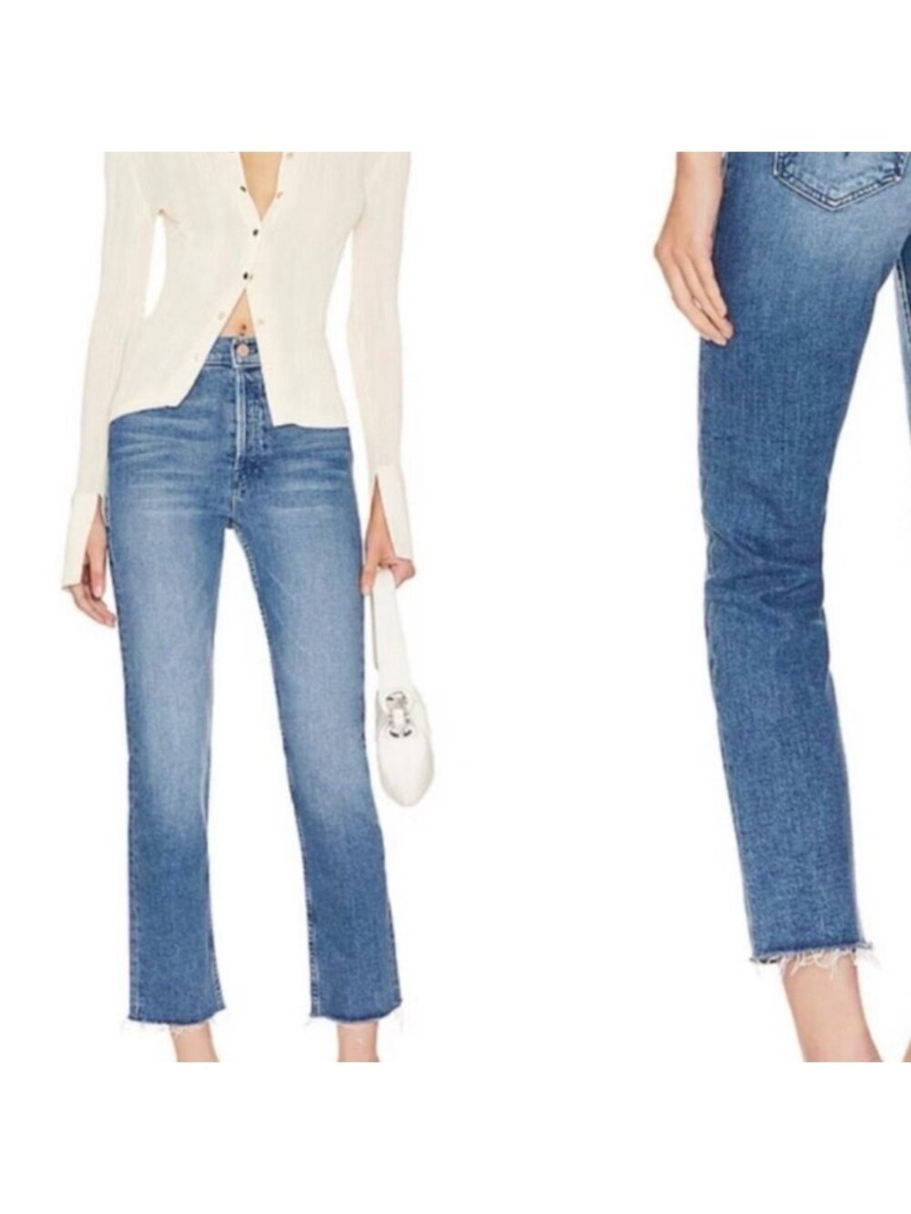 Mother The Tomcat Ankle Fray 33 Raw Hem Jean Denim Stretch Designer Casual